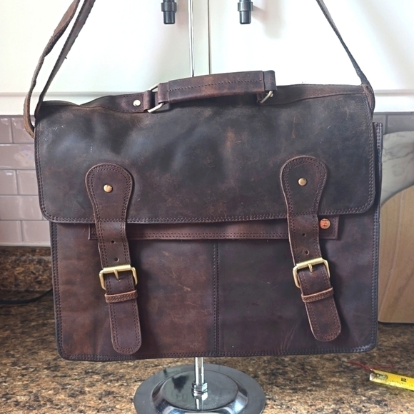 Hand Crafted Other - Ruck Sack / Bag Brown Distressed Unisex Leather Career Acadamia College Sz.Lg